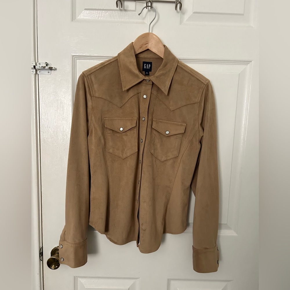 GAP Tan Suede Western-Style Shirt Jacket